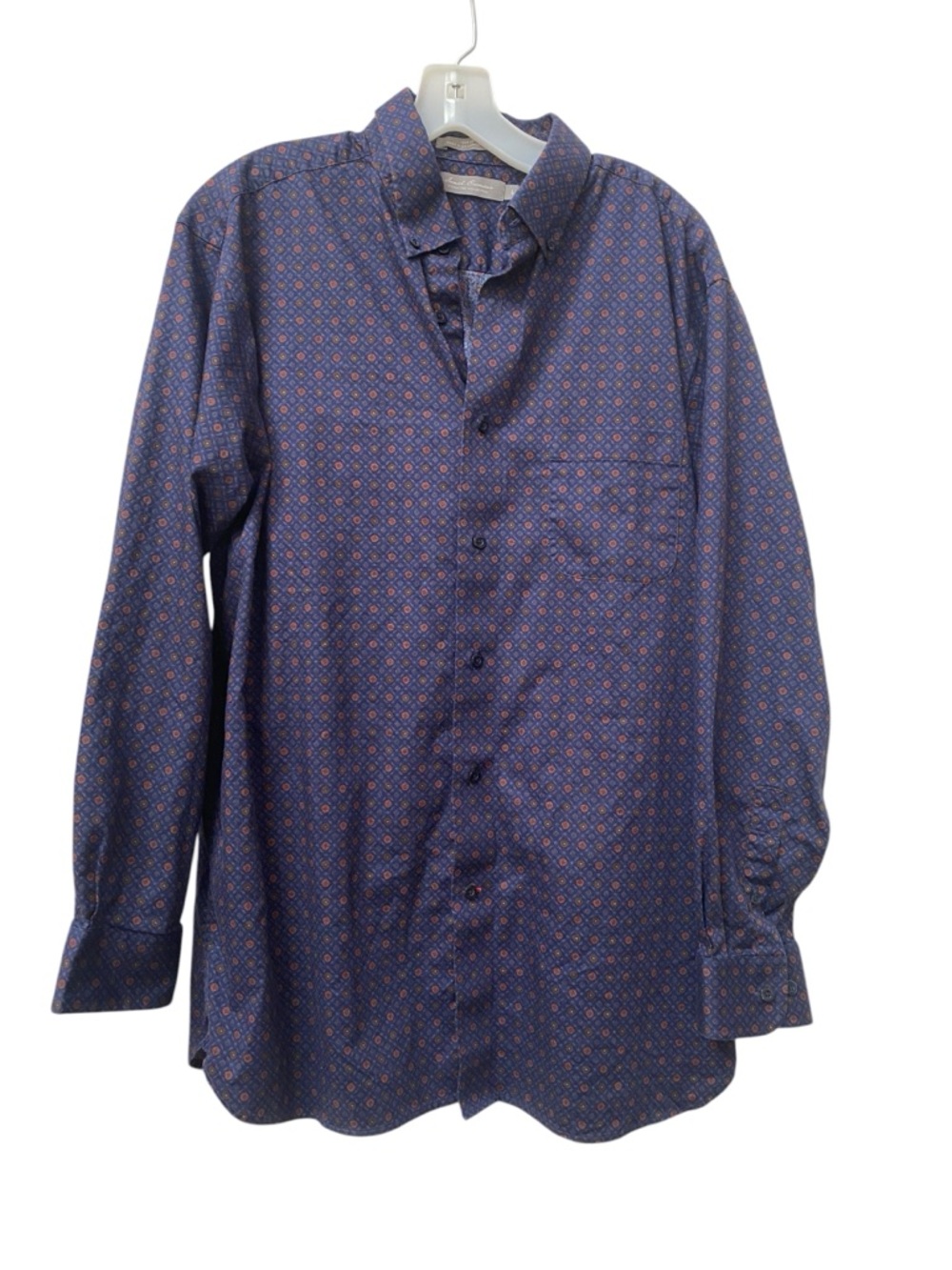 Daniel Cremieux Blue Patterned Long-Sleeve Dress Shirt Mens size L